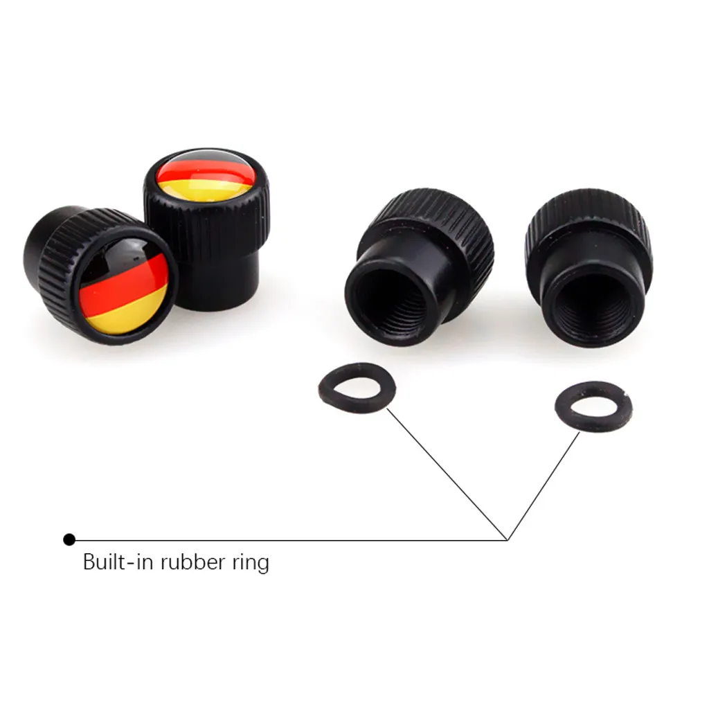 WUPP Nuts &amp Bolts 2019 NEW hot sale 4 Pcs German flag Alloy Black Enamel Auto Wheel Tire Valve protectors diy high quality 9617 |