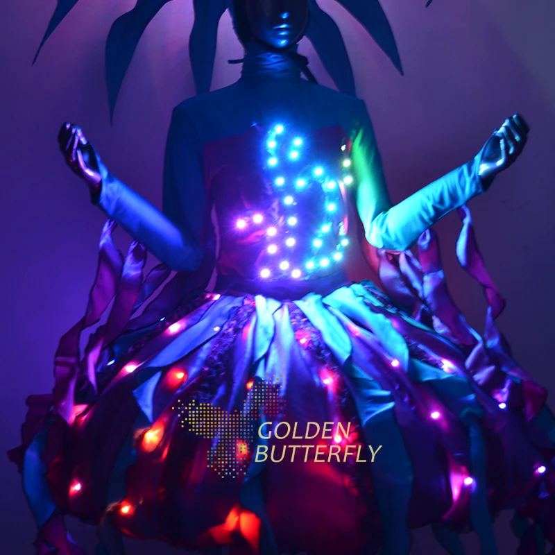 Светящаяся одежда со светодиодной подсветкой для женщин 2017 новый костюм цирка