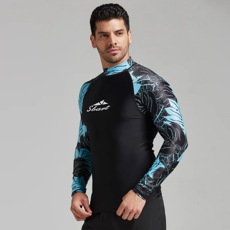 

UV Protéger cutanées Hommes Maillots De Bain Maillot de Bain A Manches Longues Hommes Rashguard Surf Chemise Pour La N