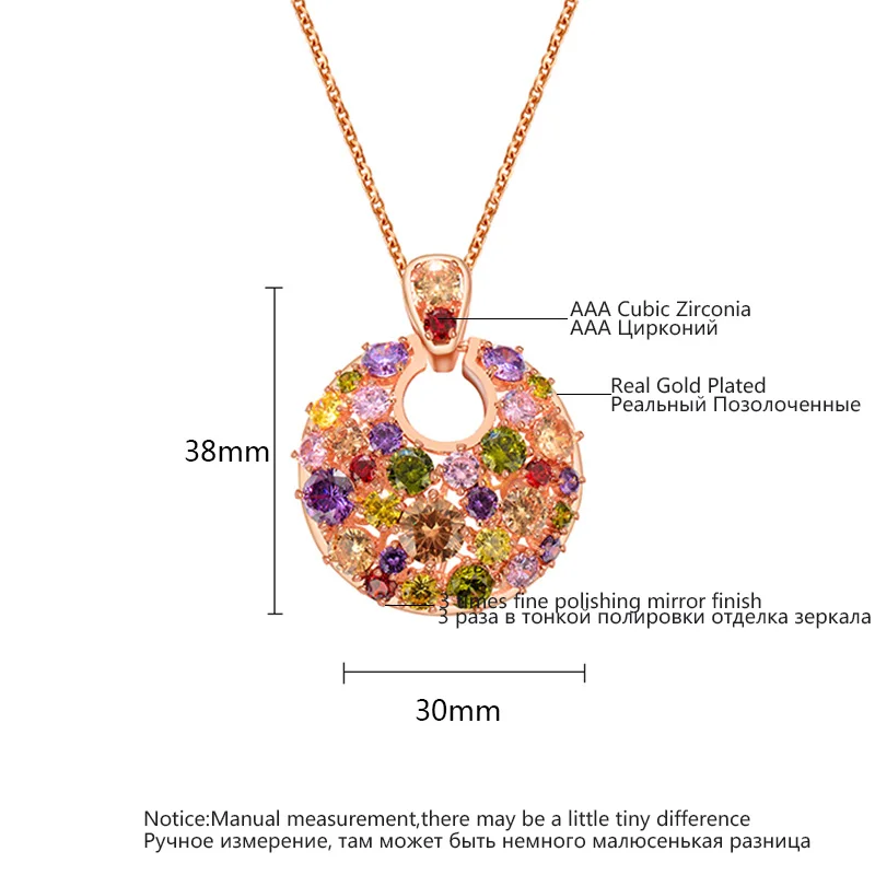 Luoteemi Мода розовое золото Цвет Ожерелья Подвески с несколькими AAA кубический