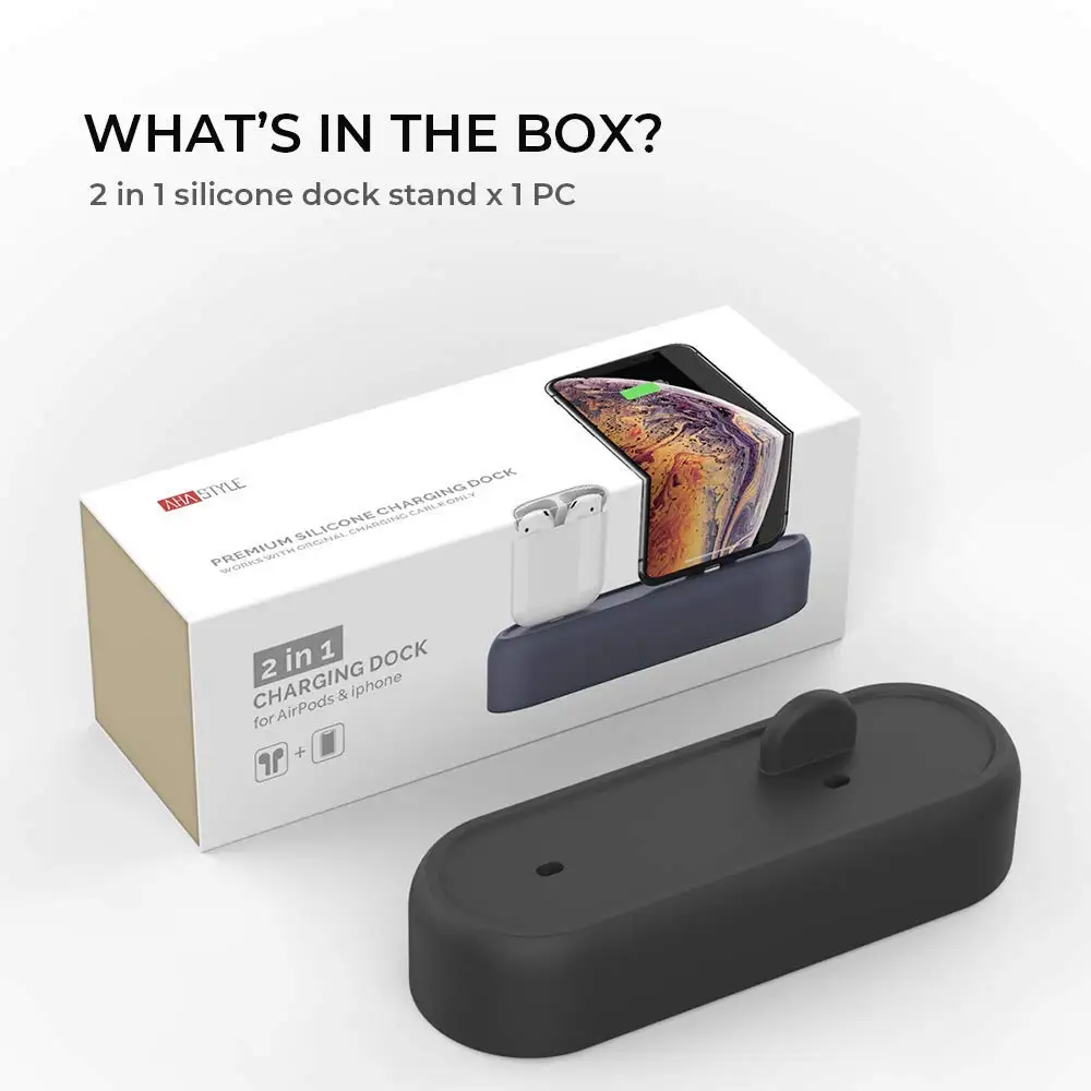 Силиконовый держатель 2 в 1 для Airpods чехол зарядное устройство Apple аксессуары