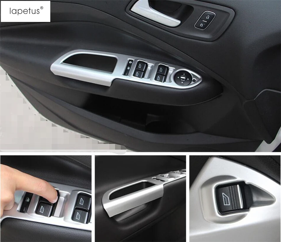 

Lapetus Accessories For Ford Kuga / Escape 2014 - 2019 Inner Door Armrest Window Lift Button Protector Molding Cover Kit Trim