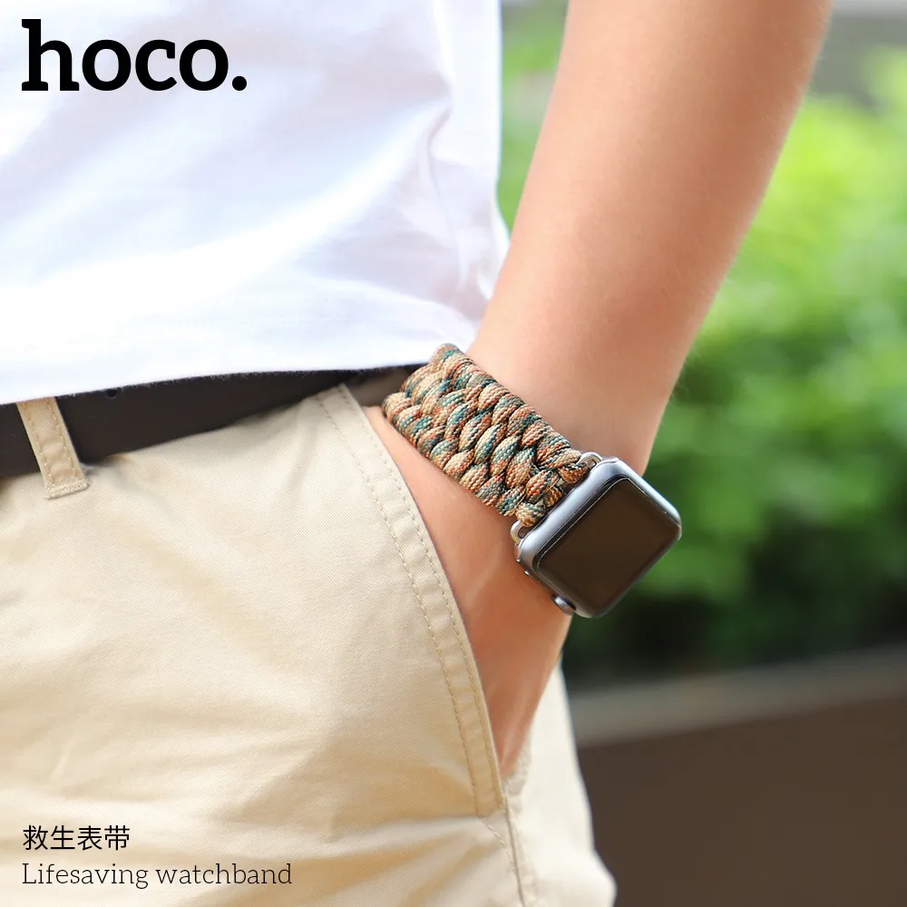 Ремешок HOCO для наручных часов Apple Watch нейлоновый браслет выживания на открытом