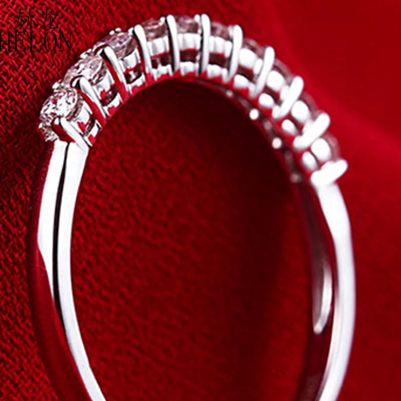 HELON Moissanites кольцо одноцветное Белое золото 14 карат VVS/FG Цвет выращенные лабораторно кольцо с алмазом Moissanites Обручение кольцо для Для женщин обручальное кольцо