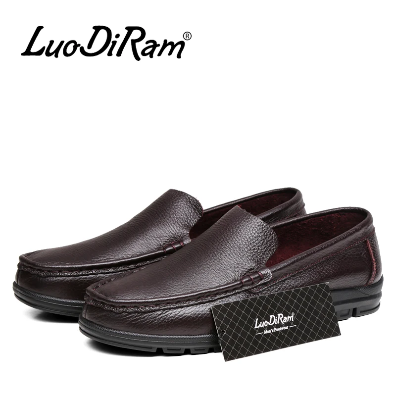 Бренд LuoDiRam Мода 2016 года большой Размеры мужские лоферы мужская кожаная обувь
