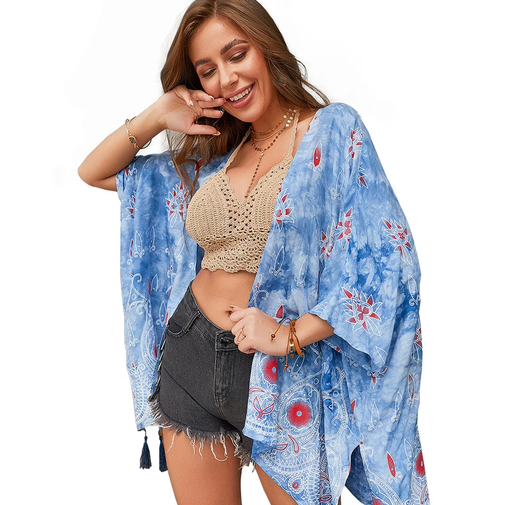 2019 хлопок туники для пляжа женский купальник женская накидка Boho Пляжное Платье