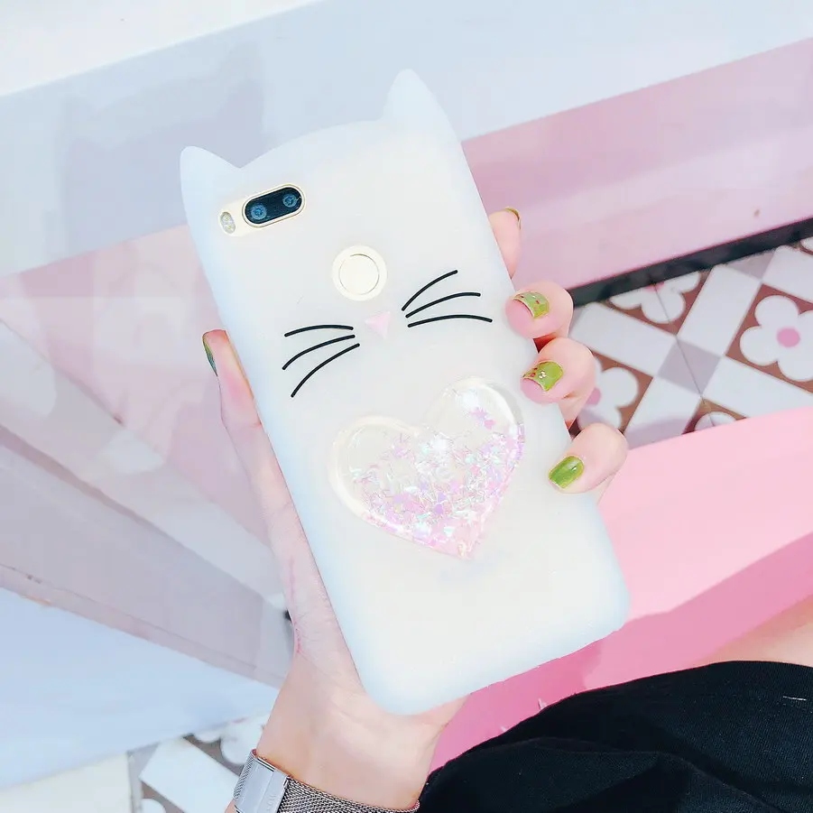 Чехол с 3D милым бородатым котом зыбучие пески для Xiaomi A2 Redmi Note 5 Pro чехол силиконовый чехол для Xiaomi Redmi Note5 Note4 Redmi 4X 4A - Цвет: Белый