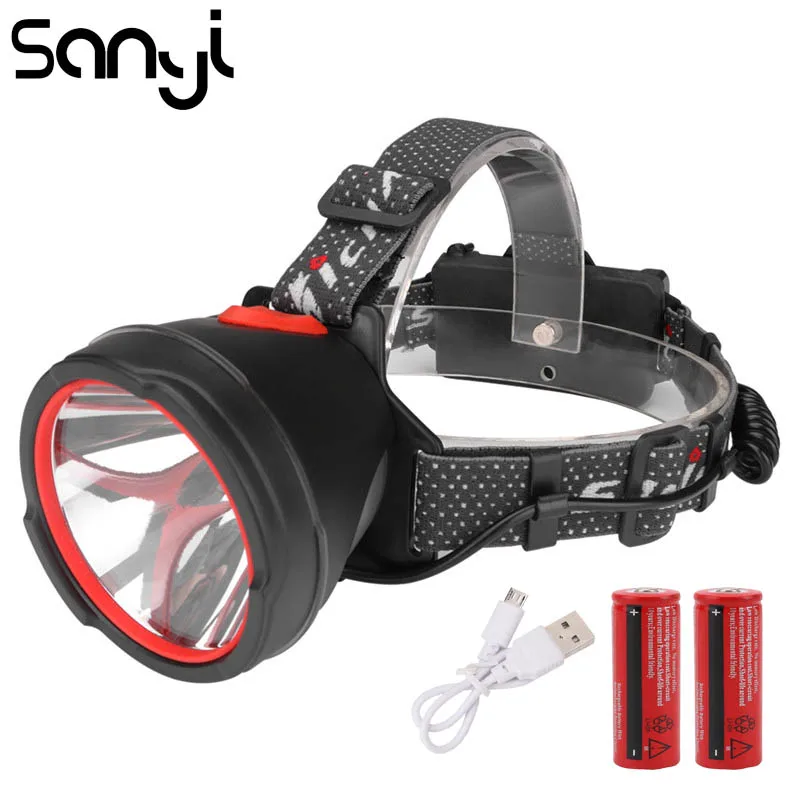 

SANYI XML-L2 LED Flashlight Forehead Power by 2* 18650 Battery Head Light 3 Modes Camping Light Headlamp USB Rechargeable Torch