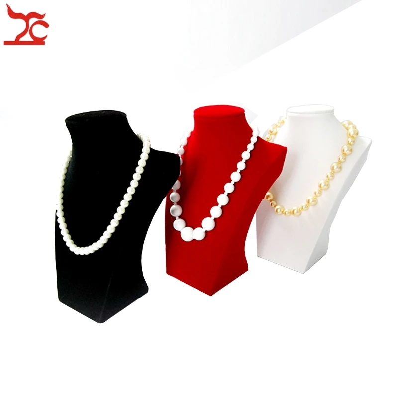 Деревянный ювелирный дисплей белая искусственная кожа черный красный бархат