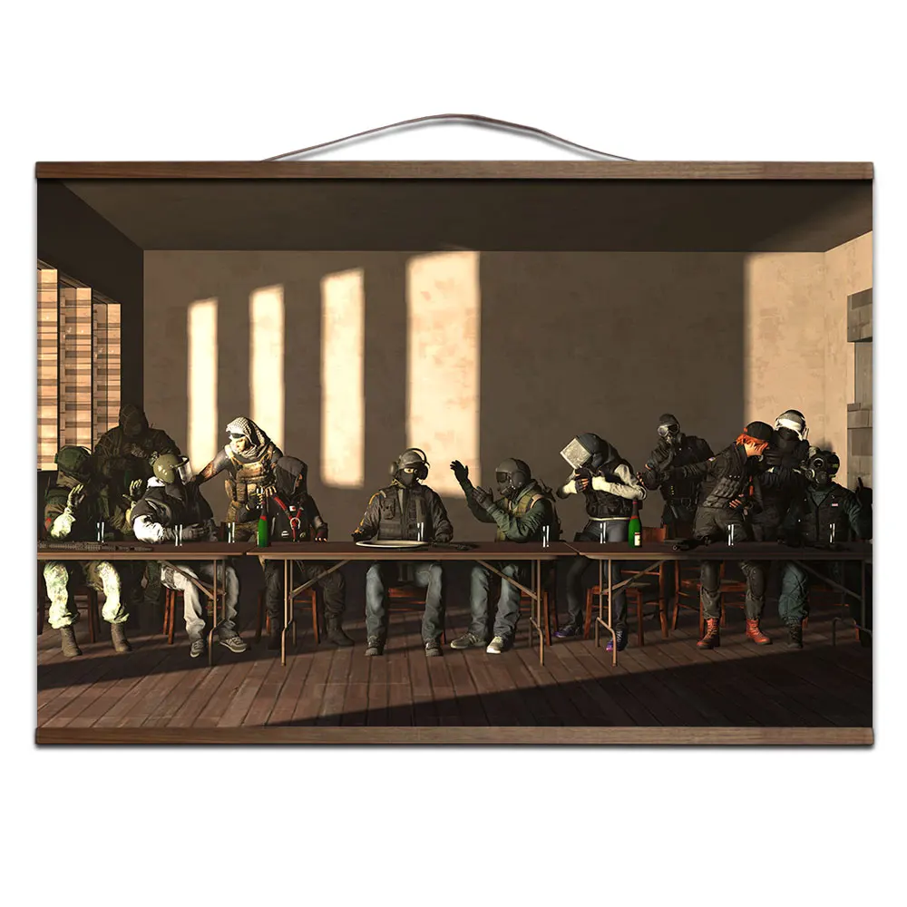 17 Радуга Six Siege игра плакат для HD холст живопись настенные картины для гостиной с твердой древесины подвесной свиток - Цвет: 17