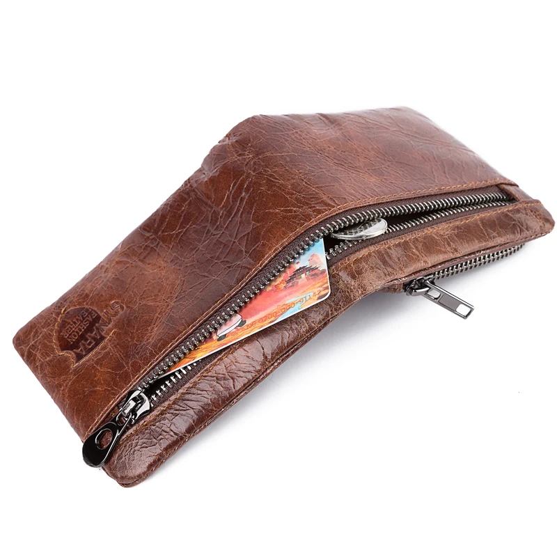 Мужские кошельки из натуральной кожи фирменный логотип дизайн на молнии