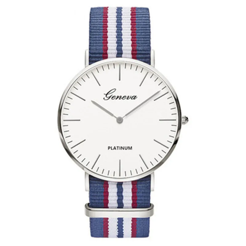 Популярные часы для джентльмена мужские модные полосатые холщовые кварцевые