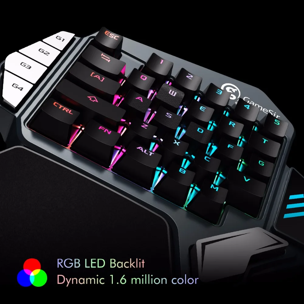 GameSir Z1 Bluetooth Беспроводная игровая клавиатура F телефоны, одна рука Cherry MX Красный переключатель RGB USB Проводная клавиатура/BattleDock для ПК