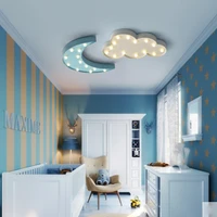 modern minimalist childrens room ceiling lamp creative combination iron bedroom lamp cartoon star moon cloud led lighting lamp