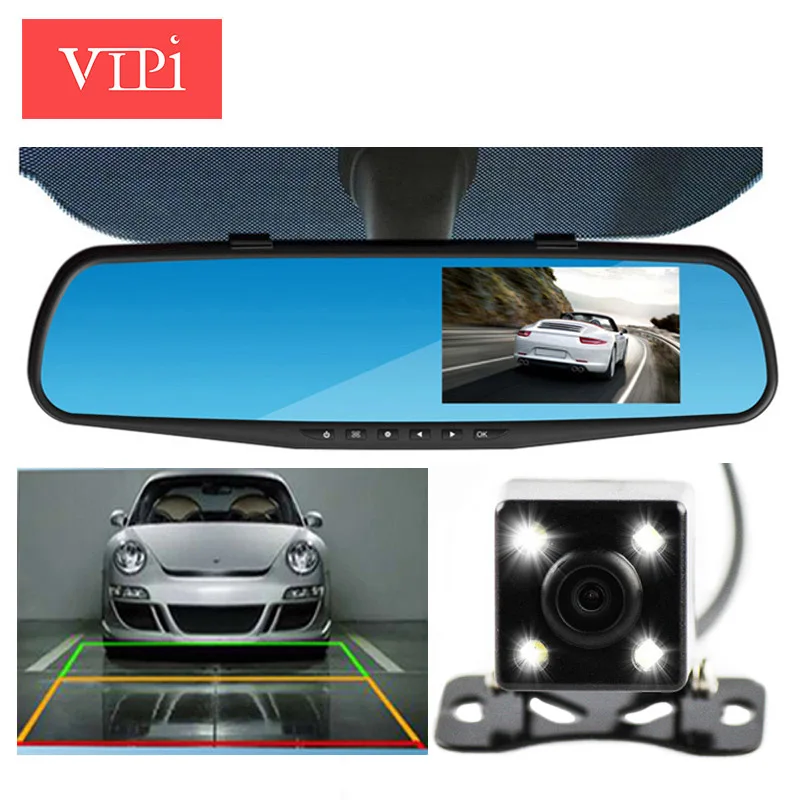 Двойной объектив камеры автомобиля зеркалом заднего вида Авто dvrs автомобиль dvr