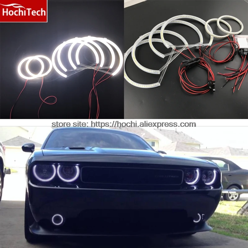 Отличные SMD 5050 светодиодный Белый Фар halo ангел демон глаза комплект для Dodge Challenger