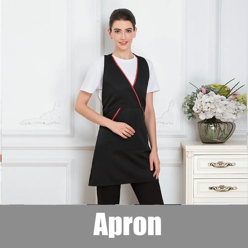 Black Apron Фартук для шеф-повара с v-образным вырезом, униформа официантки, отель, ресторан, кофейня, булочная, обслуживание общественного питания, Кухонный Фартук для уборки - Цвет: Black Apron