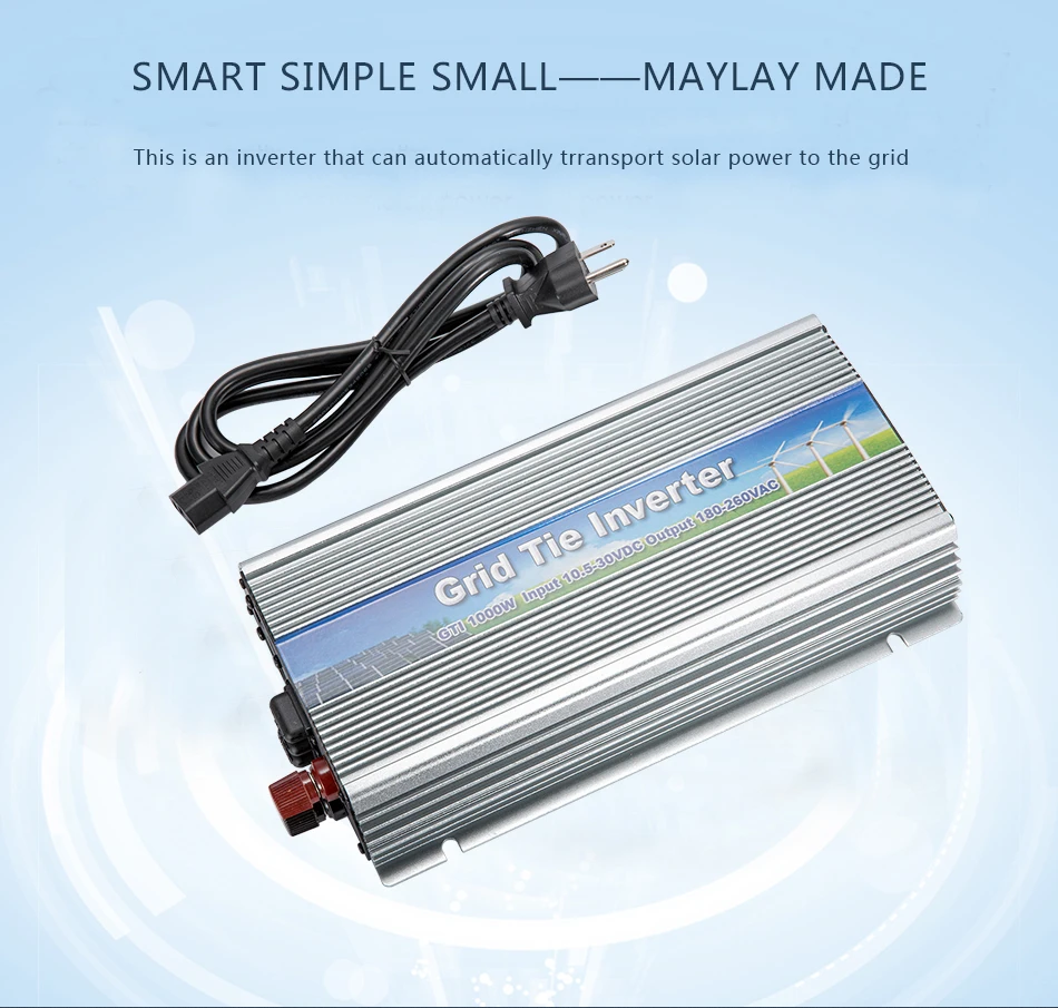 MAYLAR 1000 Вт 22-50VDC для 90-260VAC инвертор с чистым синусом сетки галстук инвертора микро-инвертор для Vmp30V/36 V солнечных панелей, обувь по заводским ценам