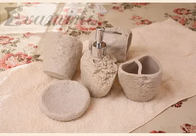 Bathroom Accessories Set 5pcs Sea Shell Style Sets Cartoon Resin Toothbrush Cup Soap Dish | Дом и сад