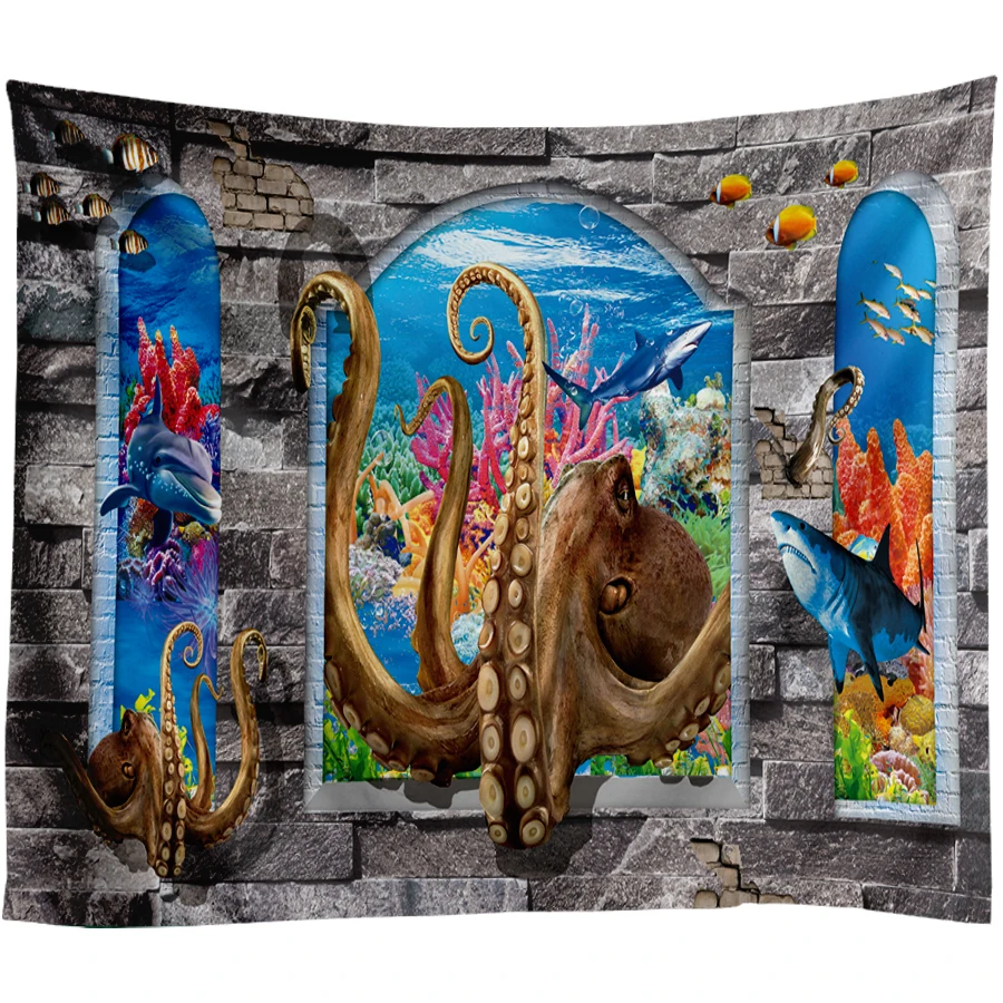 3D пляжные настенные гобелены морской декоративный гобелен настенный Tapete Psychedelic