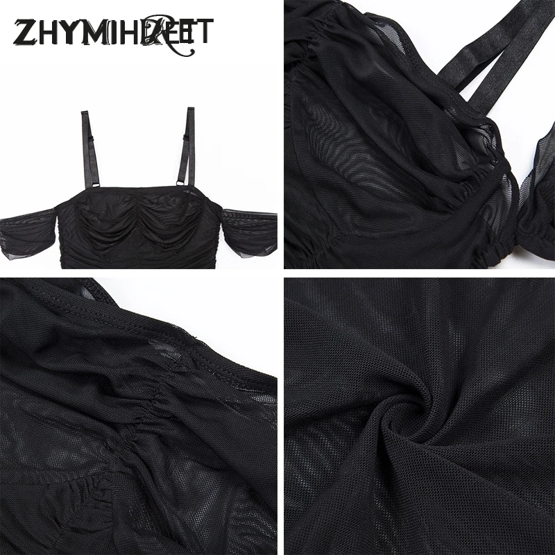 Сексуальное летнее Сетчатое платье ZHYMIHRET с открытыми плечами для женщин