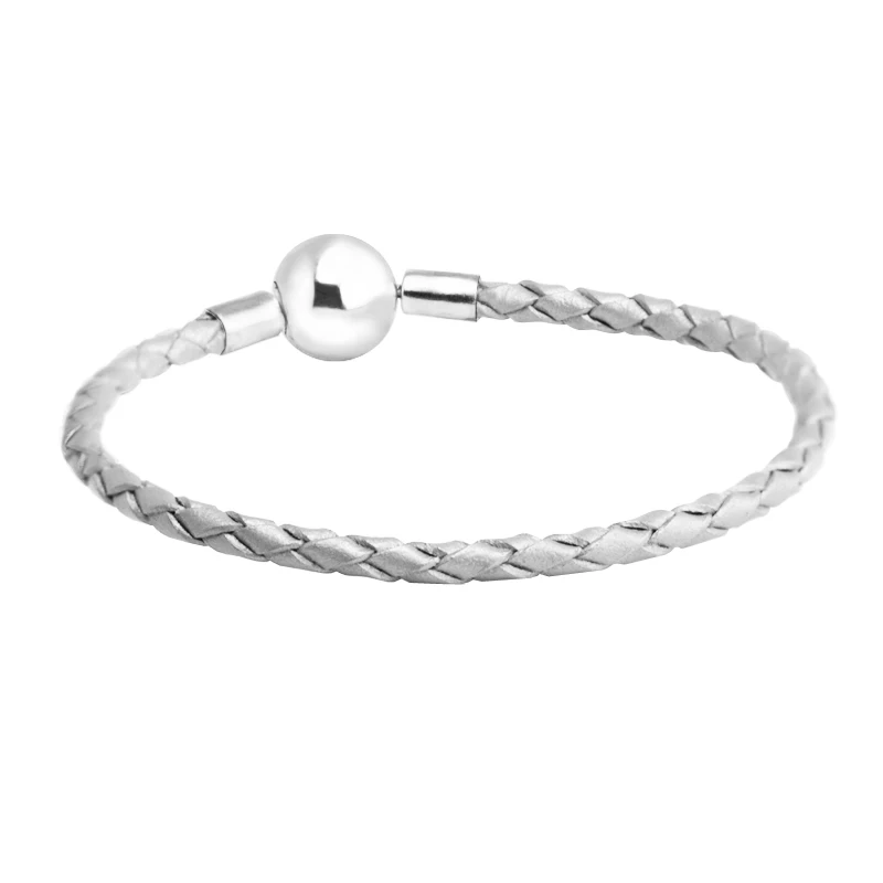 

Genuine Long Double Single Braided Leather Chain Women Bracelets with 925 Sterling Silver Snake Clasp Bracelet Femme Pulseras