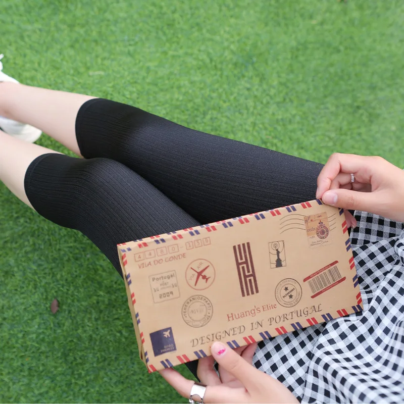 New black vertical striped glossy cropped leggings women mid calf workout legging spandex leggins pencil pants legins tayt | Женская