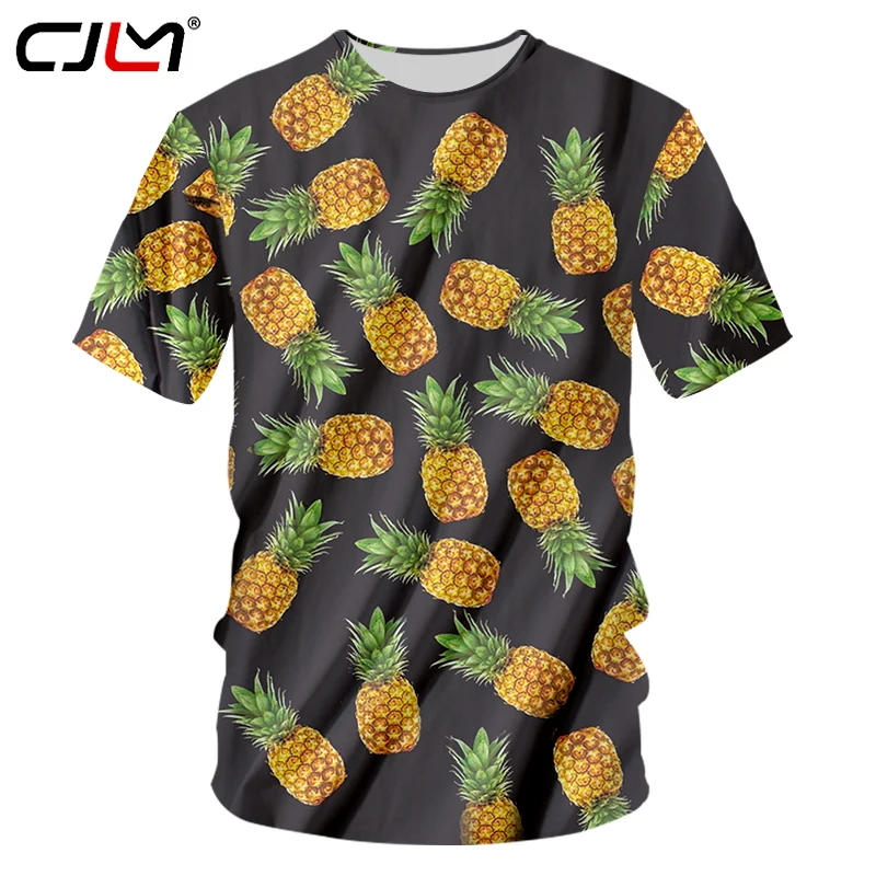 

CJLM Men Tshirts Black 2018 Summer Tops Tees Hip Hop Short Sleeve Casual Mens Tshirt 3d Print Fruit Pineapple T-shirt Tee