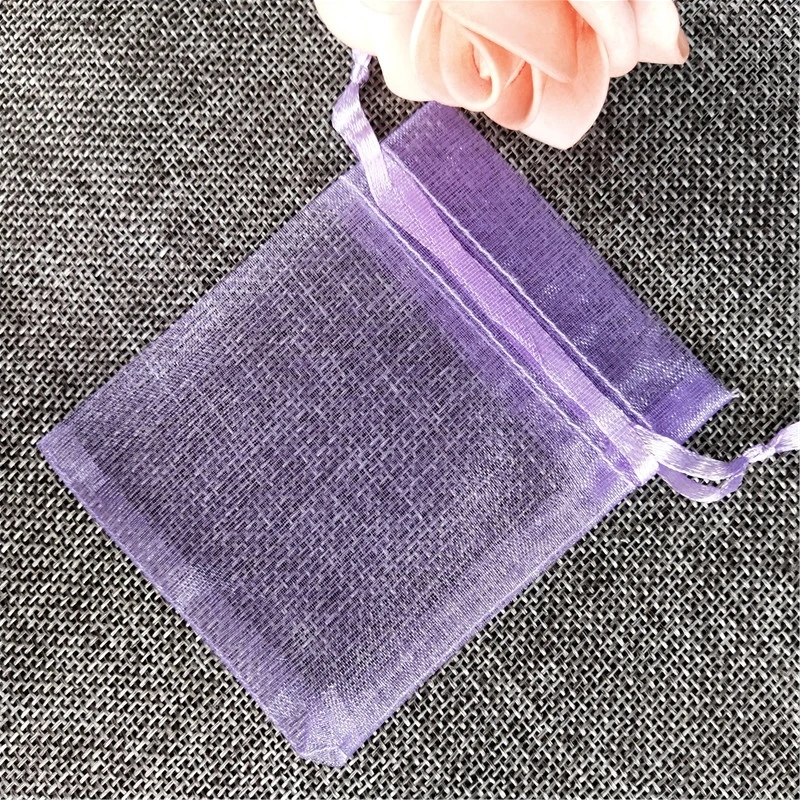 light purple 50 шт в наборе, подарочные пакеты холст сумка на кулиске из органзы на свадьбу, день рождения, Рождество, вечерние, подарок, ювелирное изделие Упаковка Мешки 6X8 см 5z - Цвет: light purple