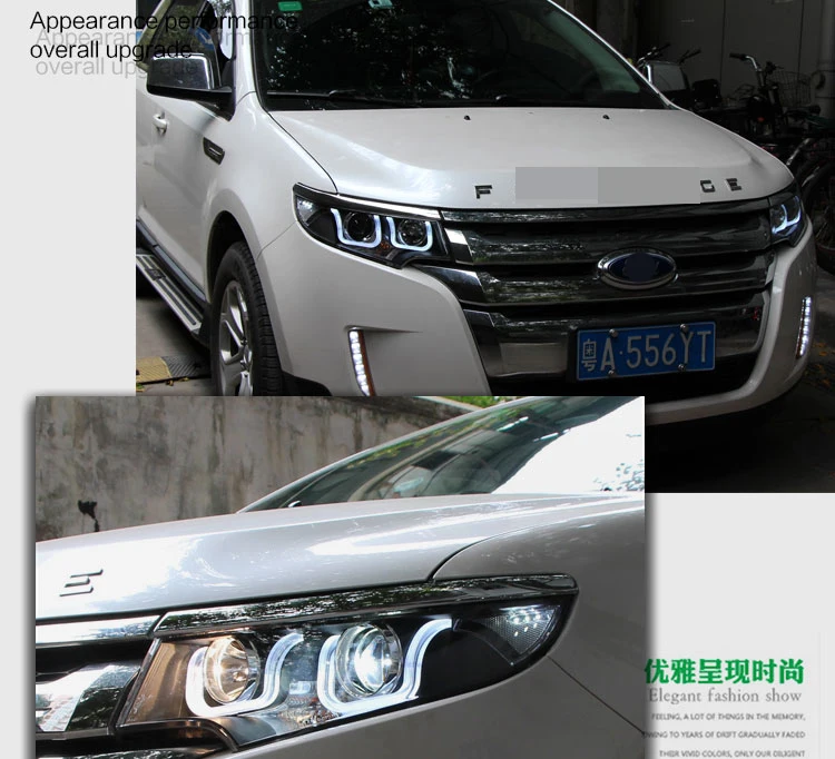 Автомобильный Стайлинг для кромок фар 2010 2012- Edge светодиодный фонарь DRL Биксеноновая линза дальнего ближнего света парковочный противотуманный фонарь