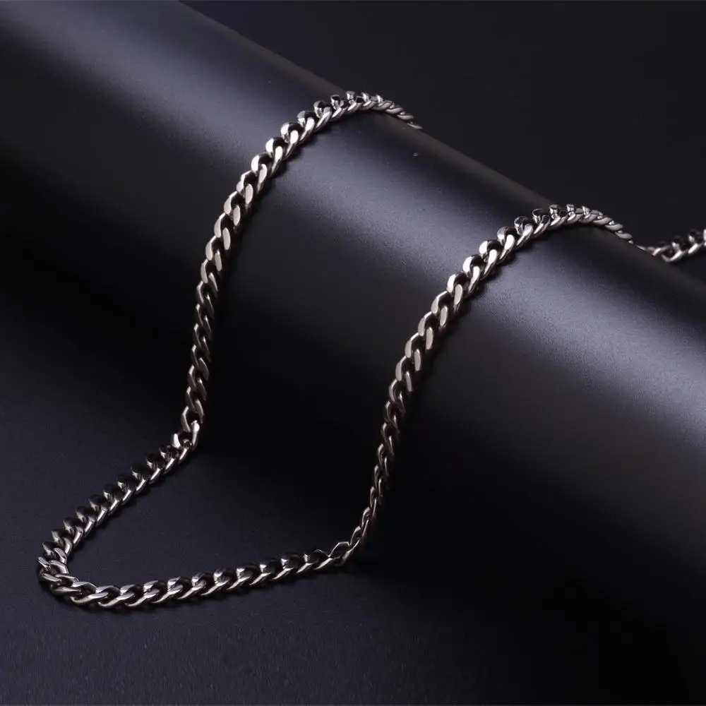 Pure Titanium Curb Chain Necklace for Men Women Hypoallergenic Light Weight Choker Fashion Jewelry |