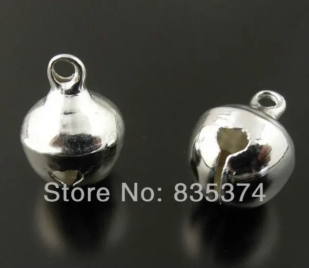 

Free shipping, 6mm silver plated Dangle Charms With Loop Small Bells Fit Festival Jewelry Pendants charm beads
