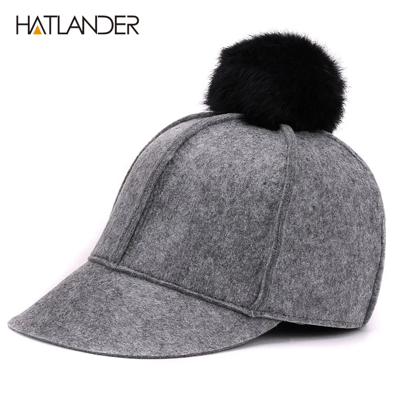 [HATLANDER] Зимняя шерстяная Бейсболка для женщин уличные теплые шапки девушек