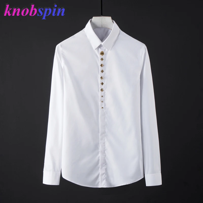 

2019 Brand Slim Shirt men Solid Casual long sleeve Camisas masculina high quality 80% Pure Cotton Business male Dress Shirts