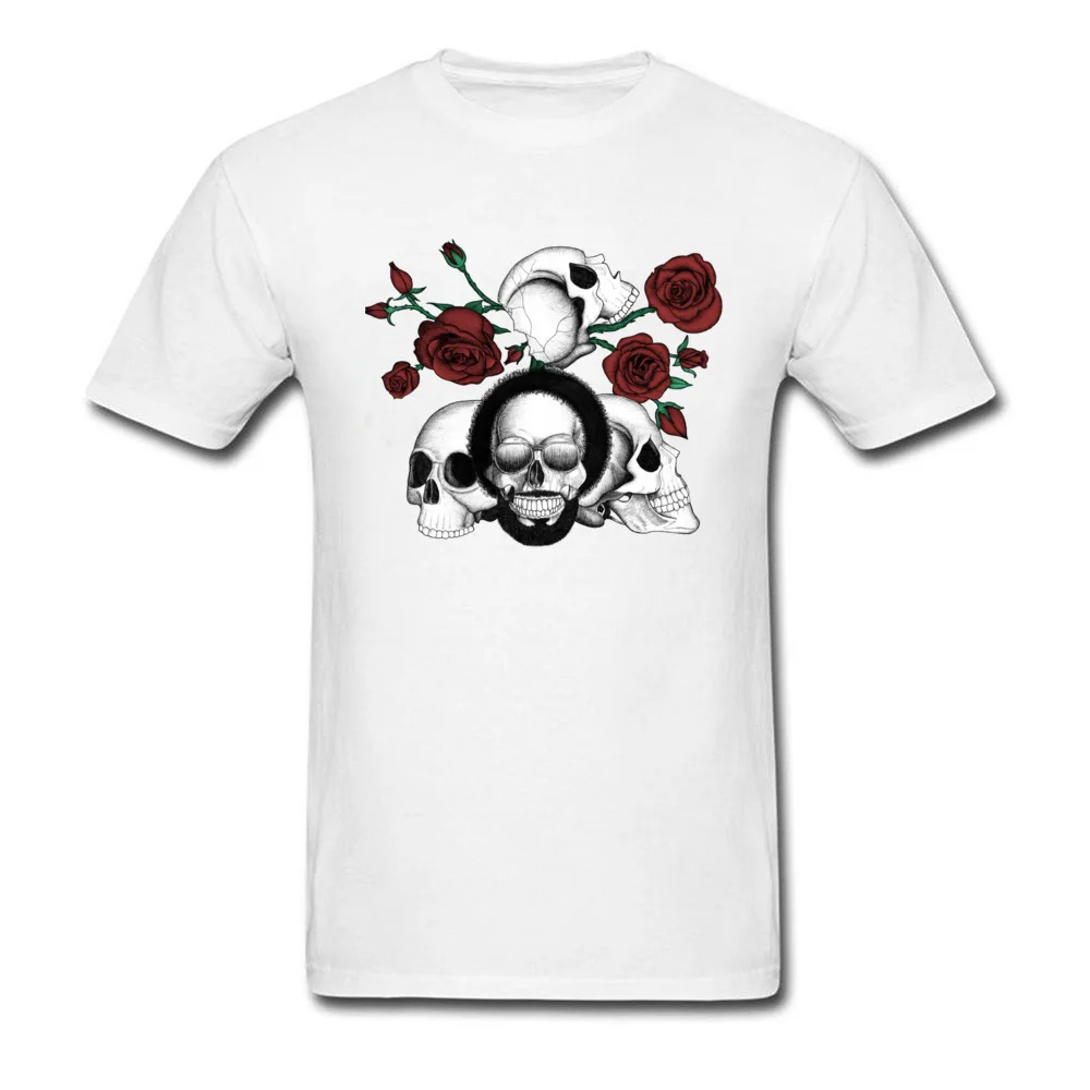 Гранж черепа и красная роза 2018 забавная афро Череп Печать Мужская футболка