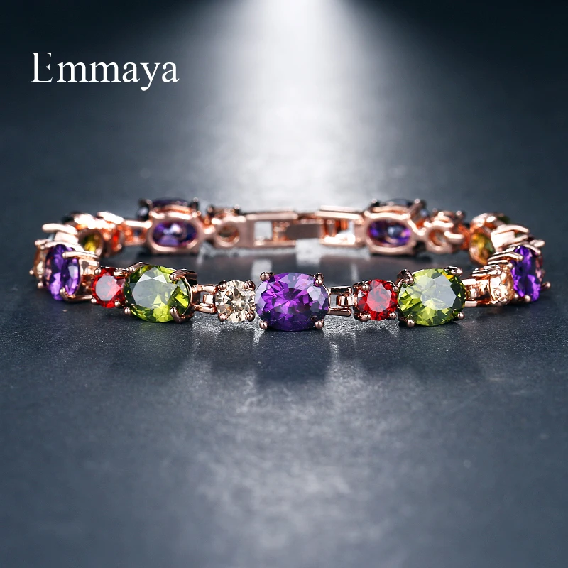 Женский браслет с разноцветным кубическим цирконием Emmaya классический из