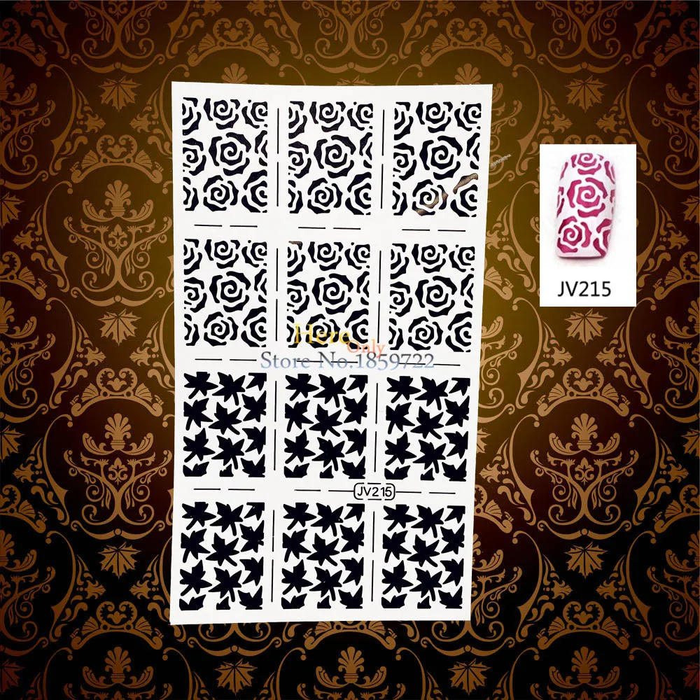 1 шт. Сексуальная Роза лист узор белый полый лак для ногтей виниловый пальцев Aribrush