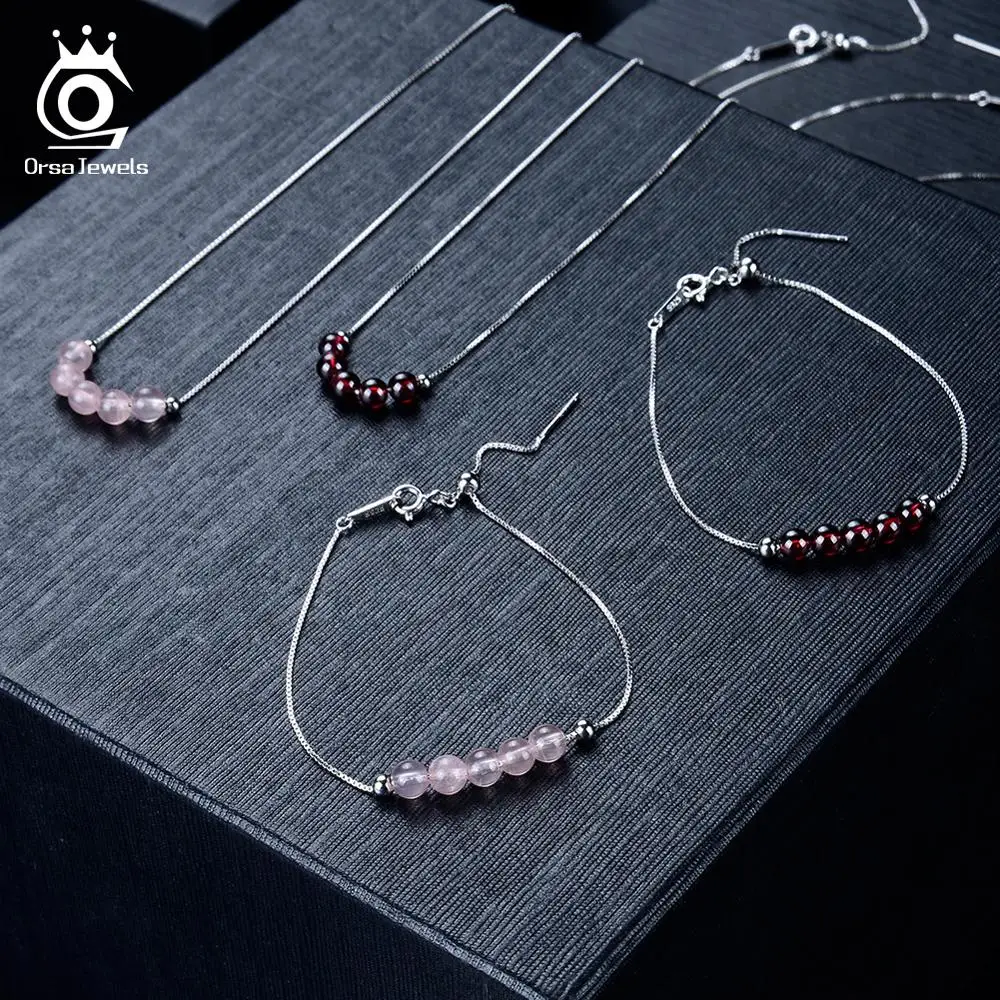 ORSA JEWELS, изысканное 925 пробы Серебряное ожерелье с подвеской в виде граната, женские вечерние и романтические ювелирные изделия, SN155-R