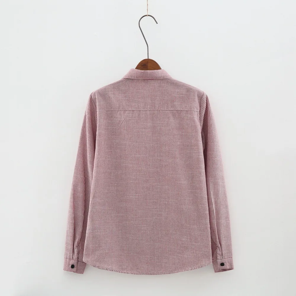 Сезон: весна осень женские рубашки блузы с вышивкой в виде кота длинными рукавами