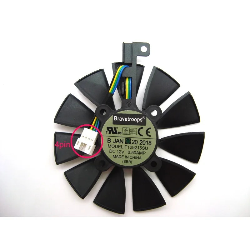 1pcs-4pin T129215SU для ASUS RX480/580 GTX 980Ti R9 390 390X GTX 1060 1070 1080 1070Ti 1080Ti графическая карта Вентилятор охлаждения - Цвет: 1pcs-4pin