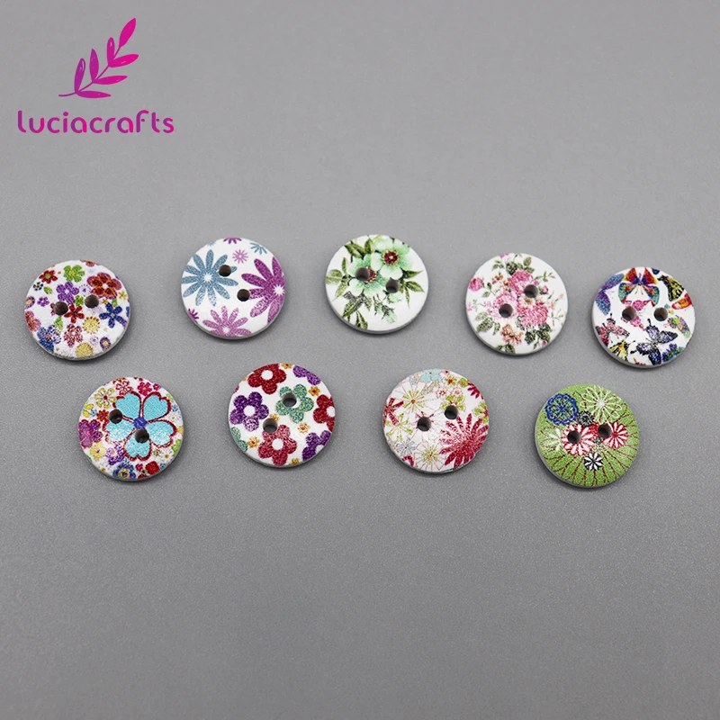 Lucia crafts 48 шт./лот 15 мм случайный смешанный плед в горошек Раскрашенные Деревянные Пуговицы Швейные принадлежности для скрапбукинга «сделай сам» E0231