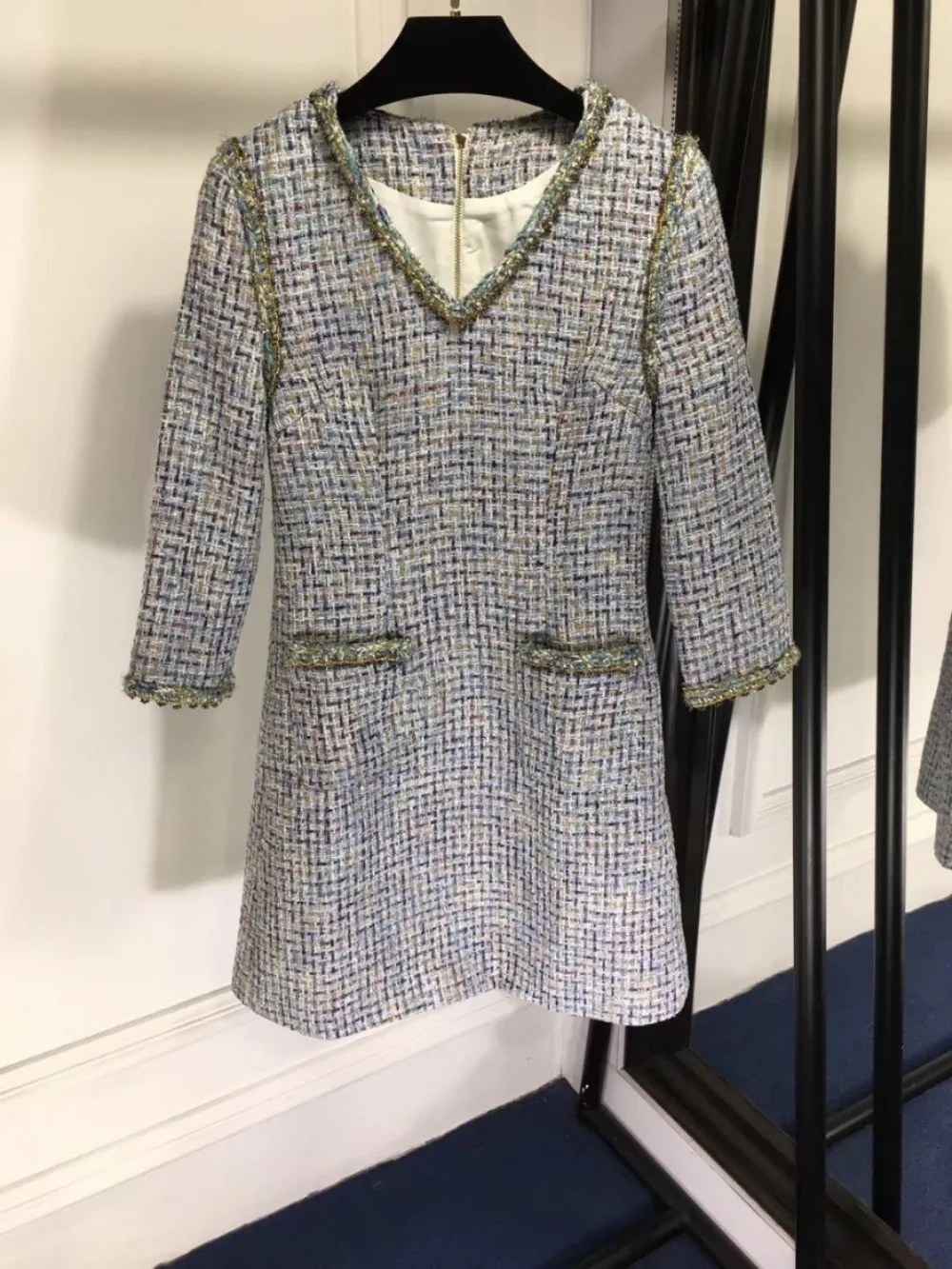 Новое поступление высокое качество женское осеннее платье 2018 модное лоскутное