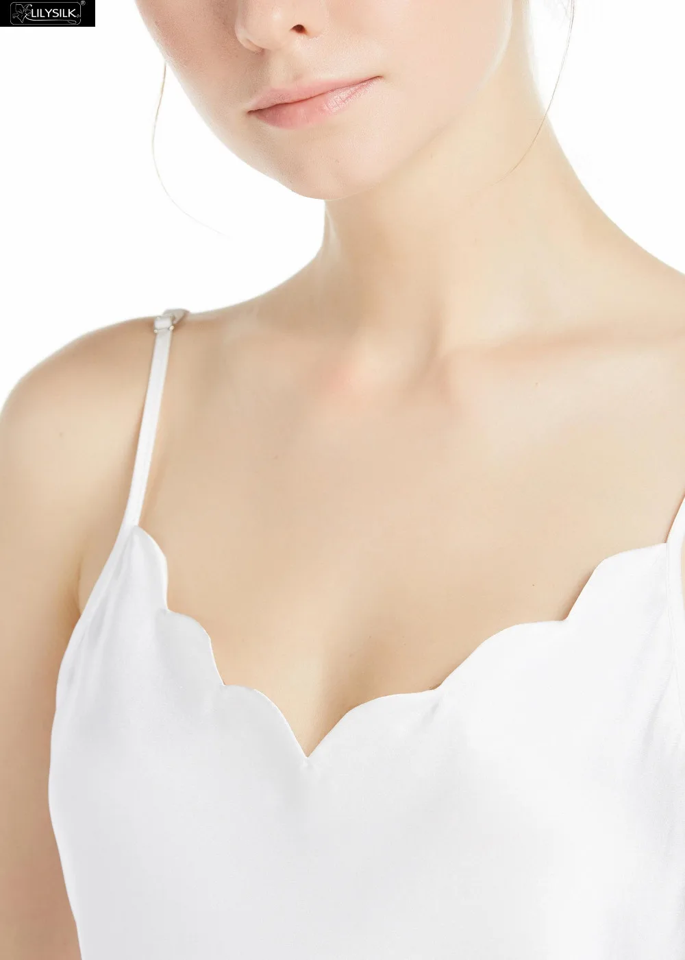 LILYSILK Camisole Топ для женщин шелк 16 мм удобные Essentials Белый Scalloped Trim милый Lingrie дамы