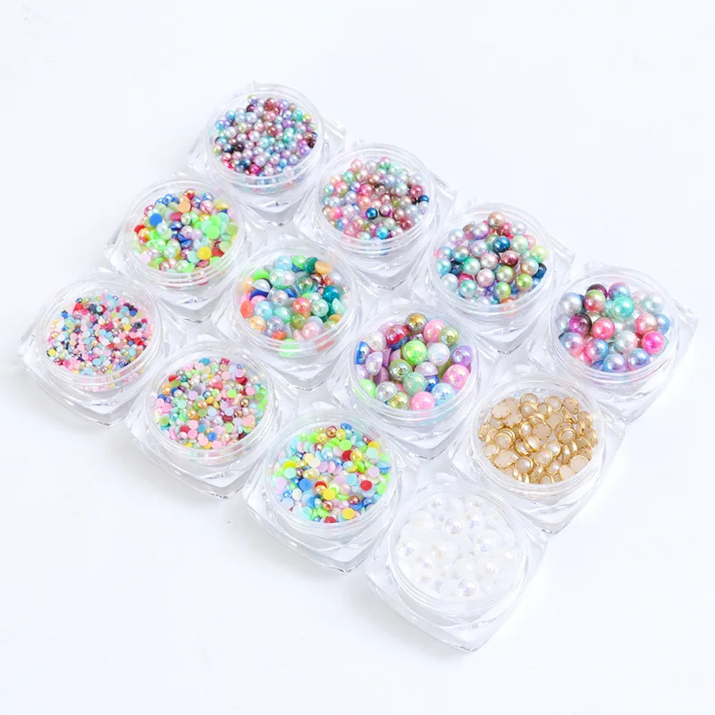 Ювелирные изделия для ногтей AB полукруглые смешанные бусины Русалочка Румяна