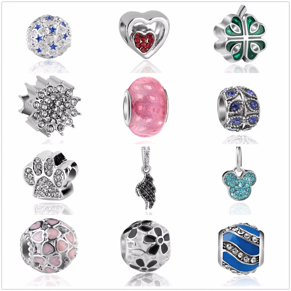 Mix Charms 12 шт./лот 2020 Европейские Бусины Подвески подходят для браслета|fit pandora