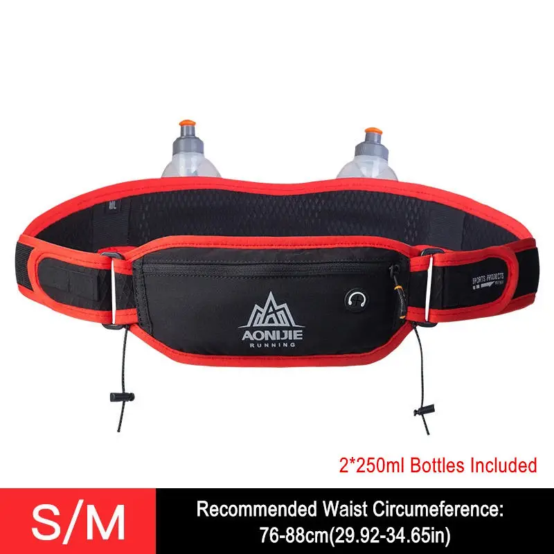 Black-Red SM AONIJIE W937S Trail Беговая поясная сумка с гидратационным ремнем, держатель для телефона, поясная сумка для бега, аксессуары для тренажерного зала с 250 мл бутылками для воды - Цвет: Black-Red SM