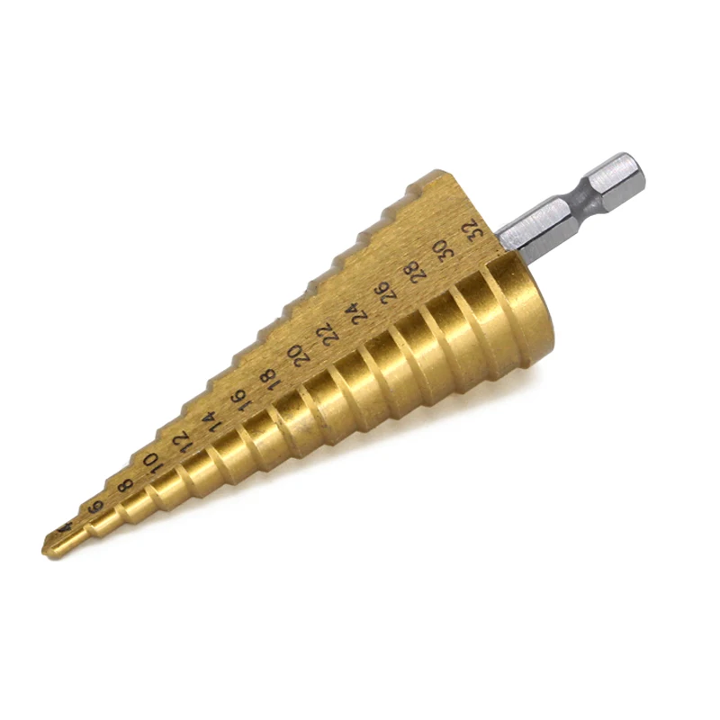 

4-32mm HSS Step Drill Bit Hex Titanium Cone Hole Cutter Multifunction Reamer Plate Iron Aluminum Plate Drilling Metal Core Drill