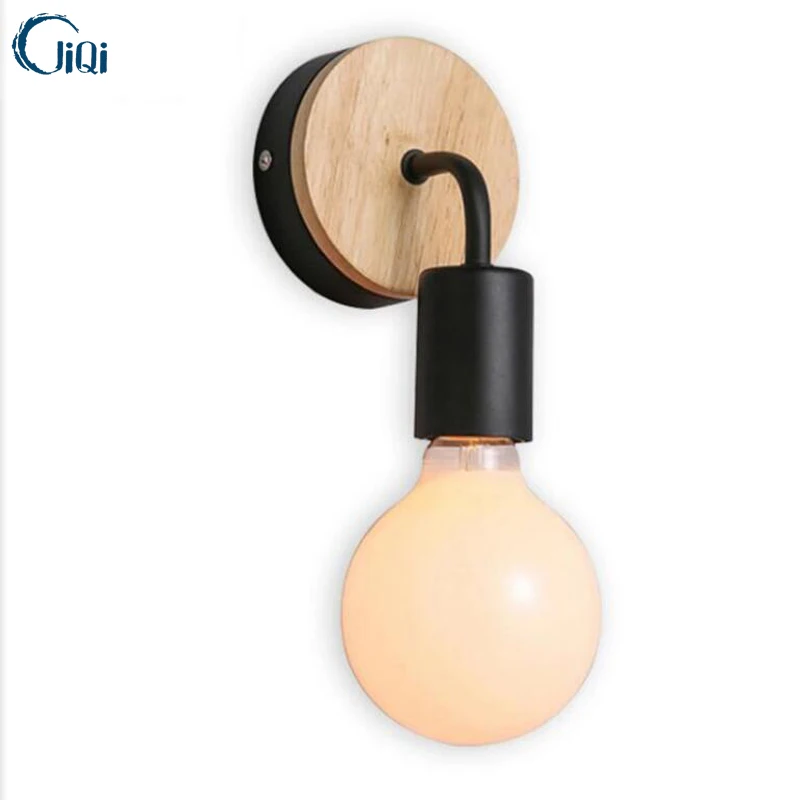 Винтажная настенная лампа железная/деревянная изогнутая труба маленький