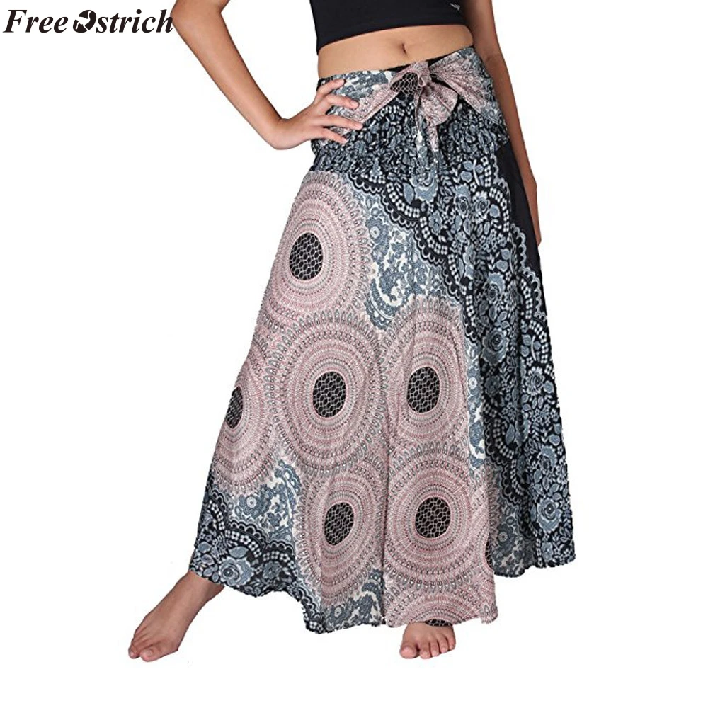 FREE OSTRICH fashion skirts Women Long Hippie Bohemian Gypsy Boho Flowers Elastic Waist Floral Halter Skirt skirts Spring