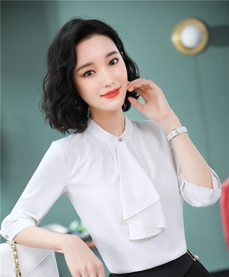 Новинка абрикосовые женские офисные шифоновые блузки и рубашки с коротким